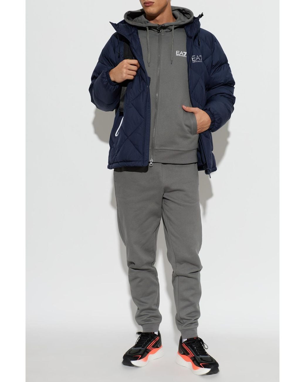EA7 Gray Tracksuit: Hoodie And Trousers for men