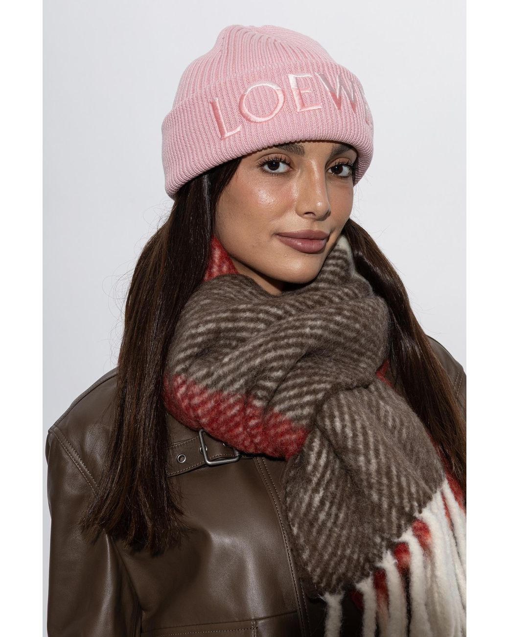 Loewe Pink Wool Beanie With Embroidered Logo