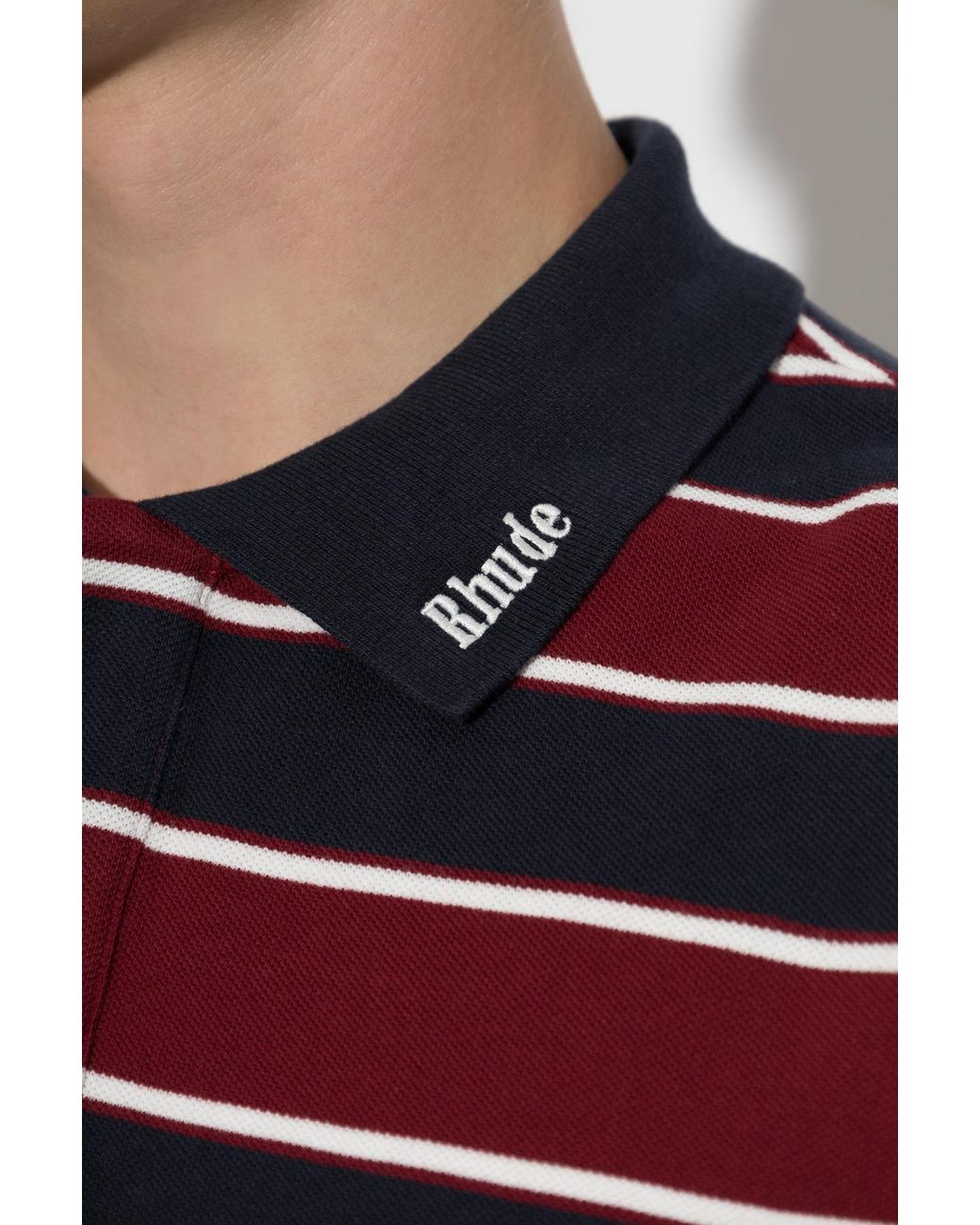 Rhude Red Striped Pattern Polo for men