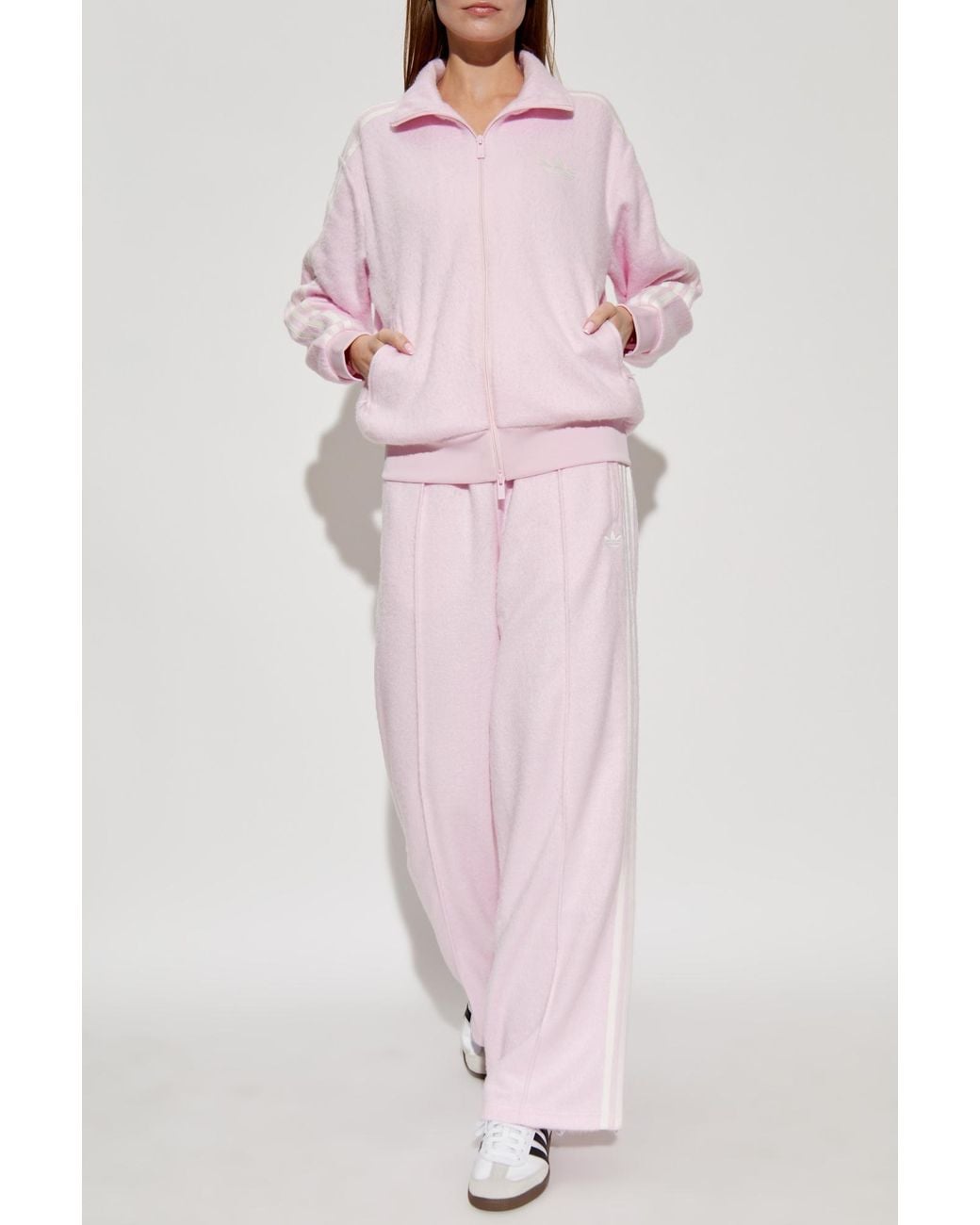 Adidas Originals Pink Sweatshirt With Stand-Up Collar