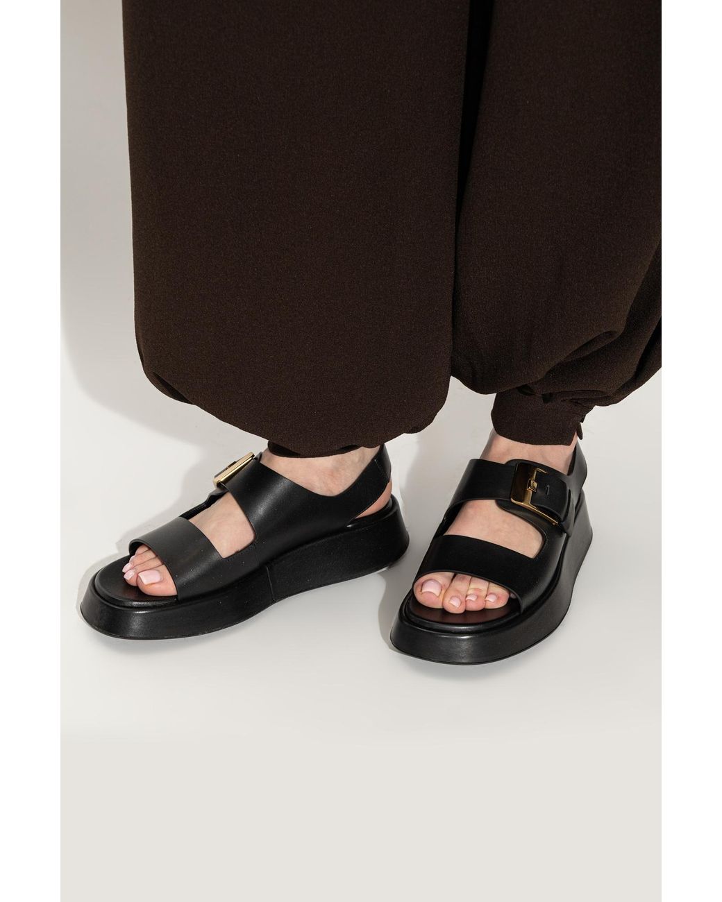Tod's Black 'Gomma' Leather Sandals