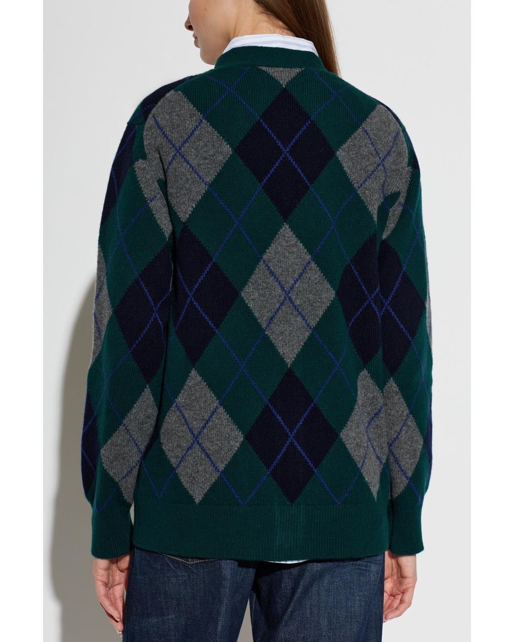 &Daughter Green Wool Cardigan 'Ava Argyle'
