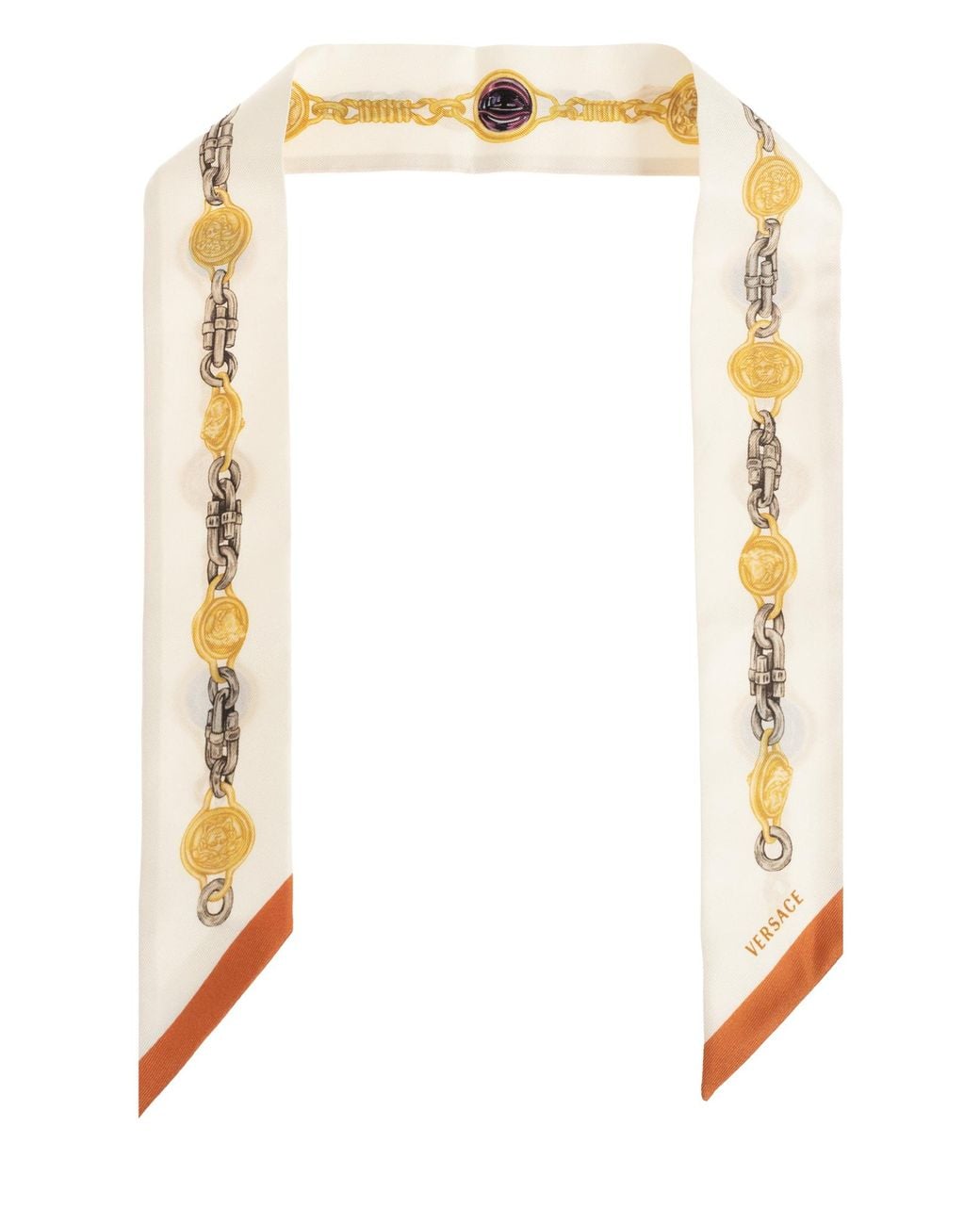 Versace White Silk Scarf With "The Lover" Print