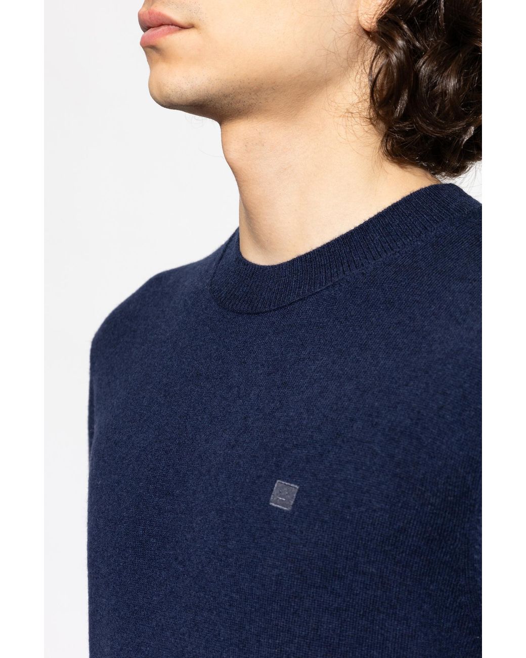 Acne Blue Wool Sweater for men