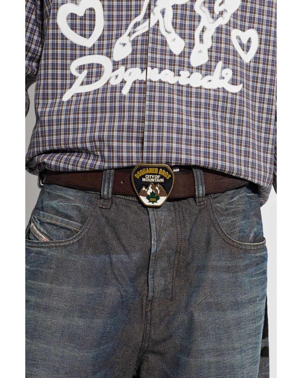 DSquared² Brown Leather Belt for men
