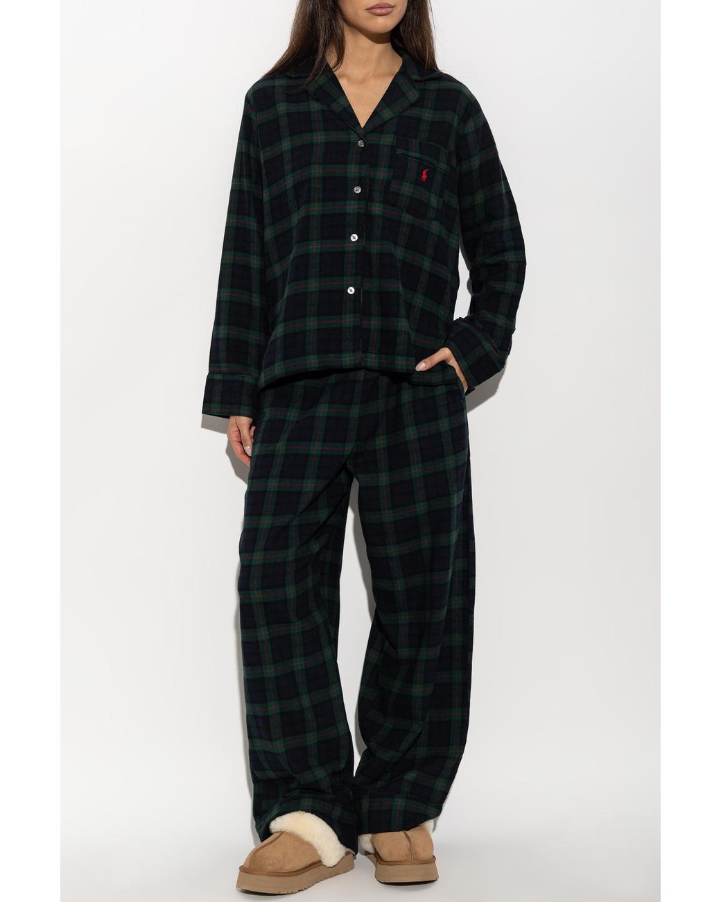 Polo Ralph Lauren Black Cotton Pyjama Set With Print