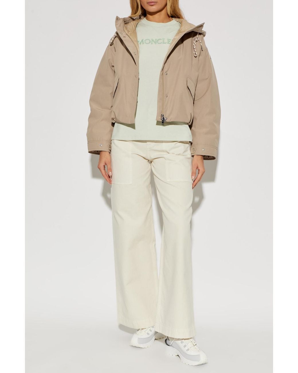 Moncler Natural Puffer Jacket With Hood 'Eucalyptus'
