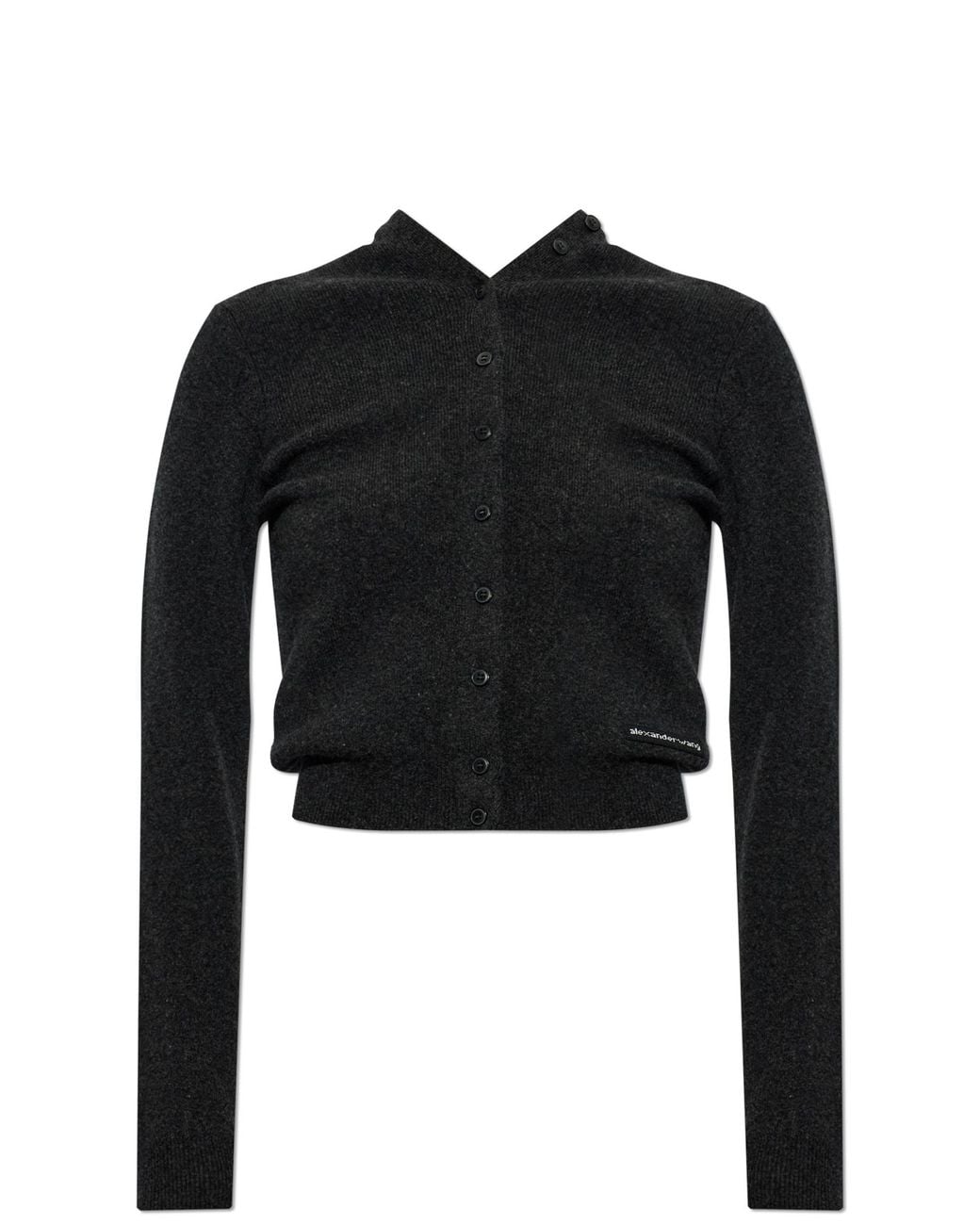 Alexander Wang Black Wool Cardigan With Logo Patch