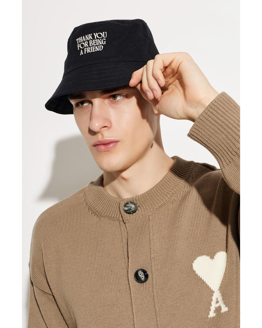 AMI Black Hat With Embroidered Lettering