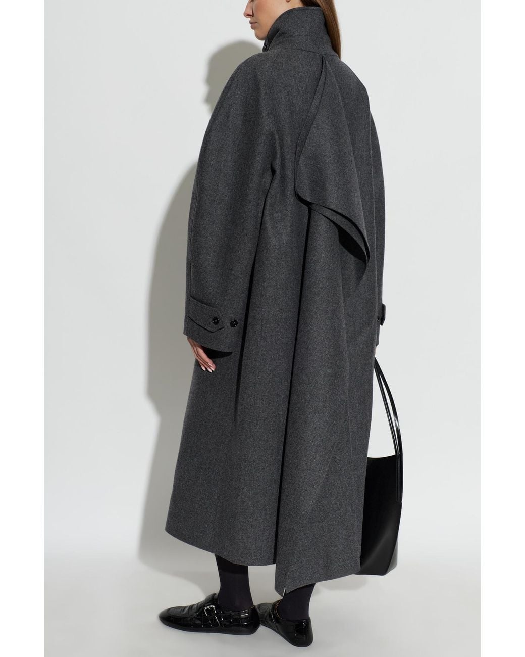 Jil Sander Black Wool Coat With Stand-Up Collar