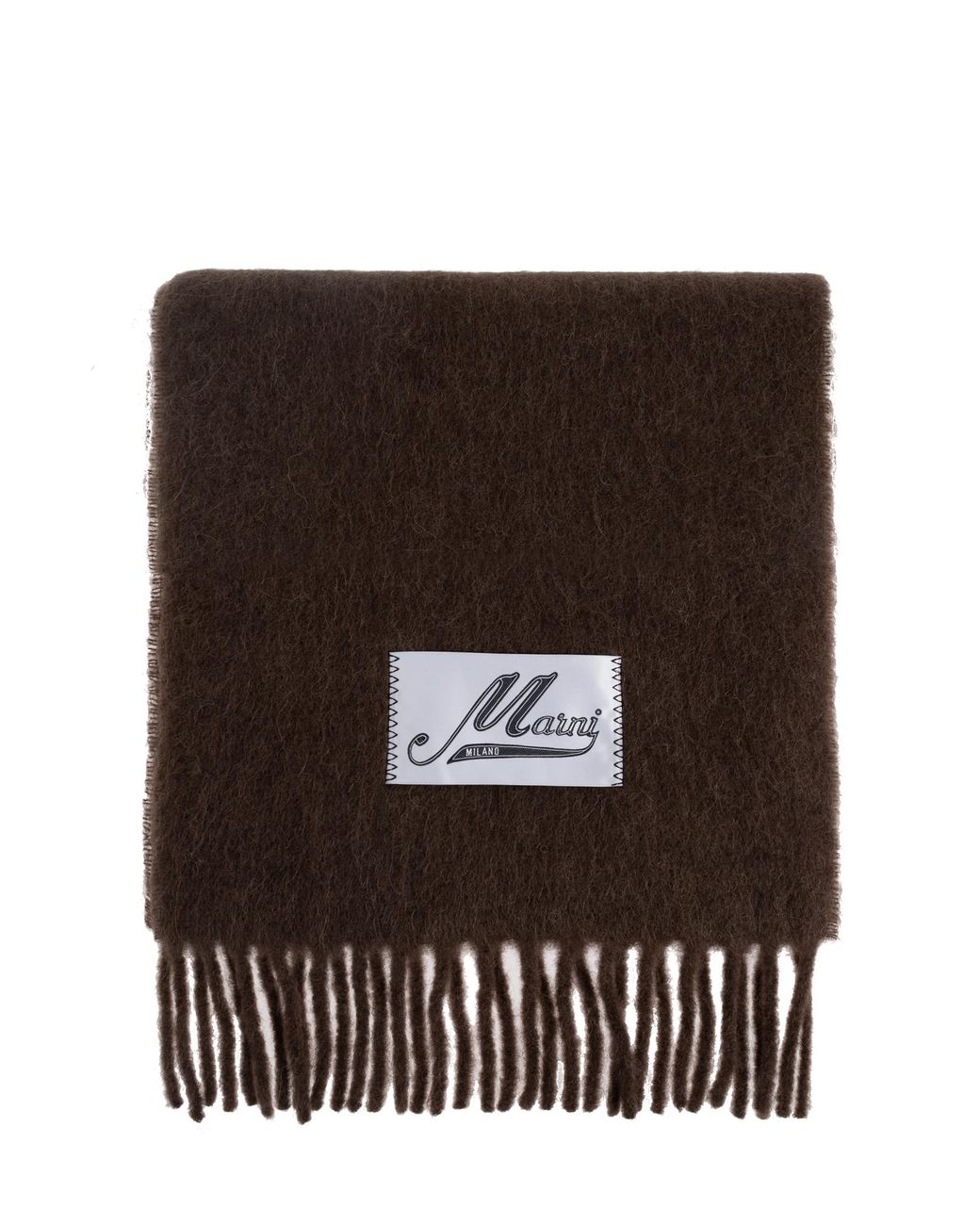 Marni Black Wool Scarf With Fringes