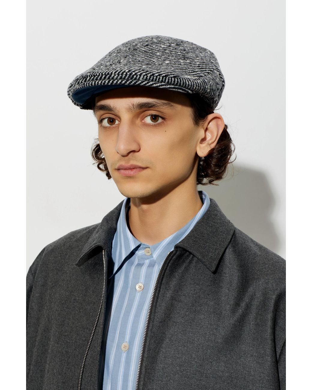 Paul Smith Black Wool Flat Cap for men