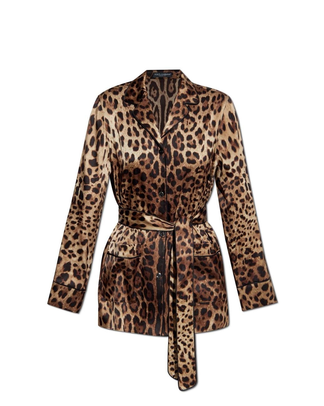 Dolce & Gabbana Brown Silk Shirt With Animal Motif
