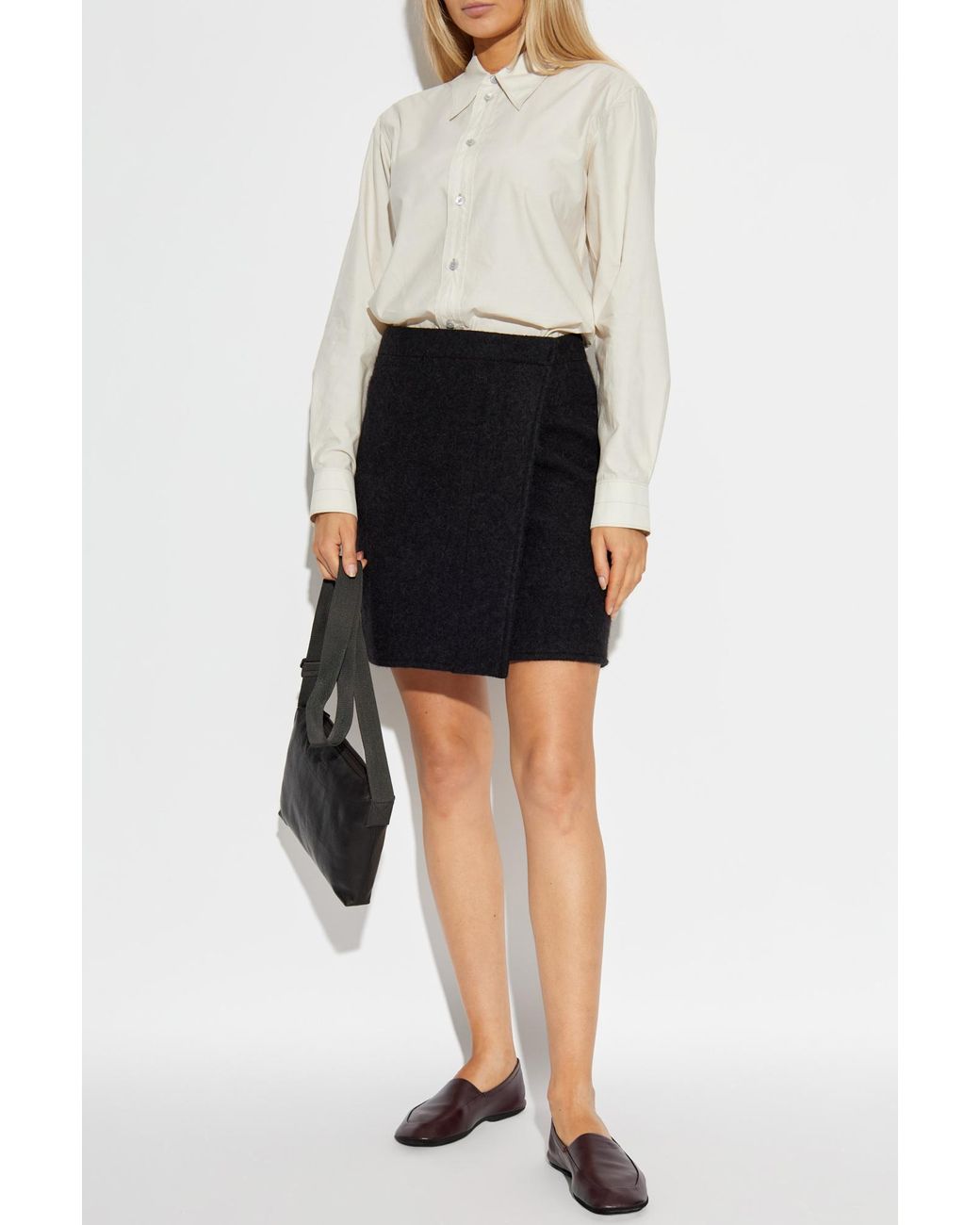 Lemaire Black Short Skirt With Wrap Fastening
