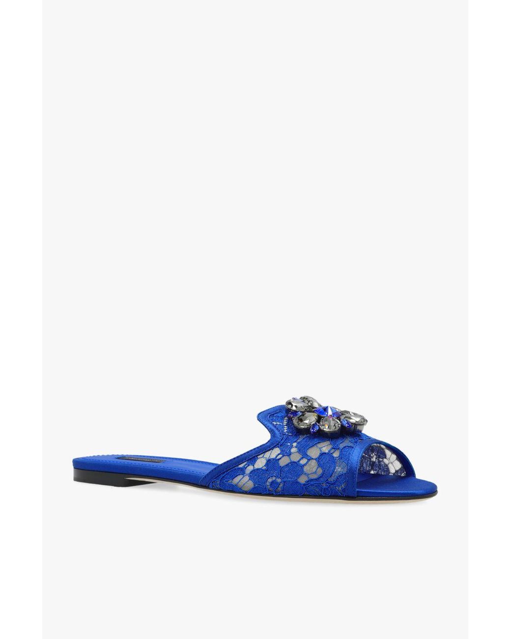 Dolce & Gabbana Lace Slides in Blue | Lyst