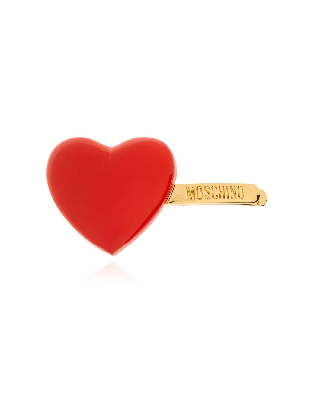 Moschino Red Hair Clip With Heart Motif