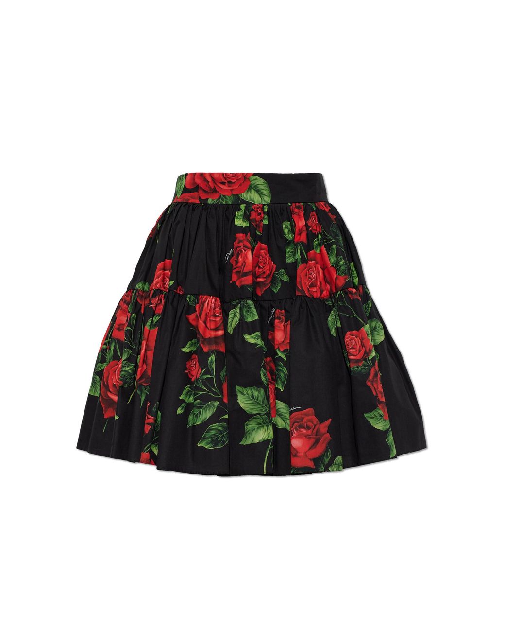 Dolce & Gabbana Red Cotton Skirt With Floral Motif