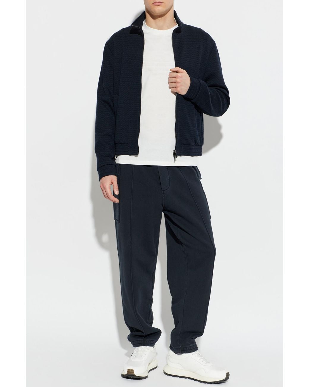 Emporio Armani Blue Sweatshirt With Stand-Up Collar for men
