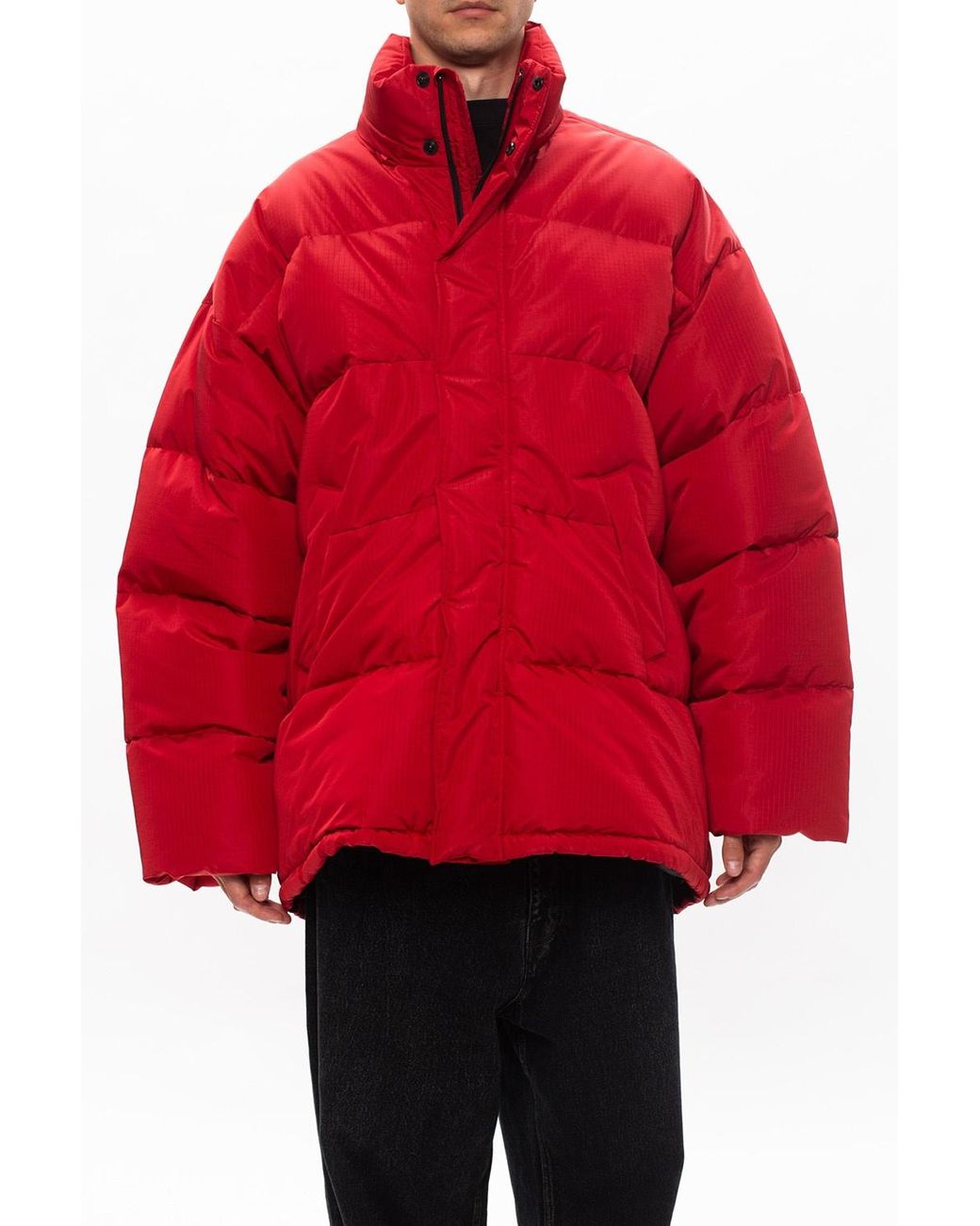 Balenciaga Checked Down Jacket in Red for Men | Lyst