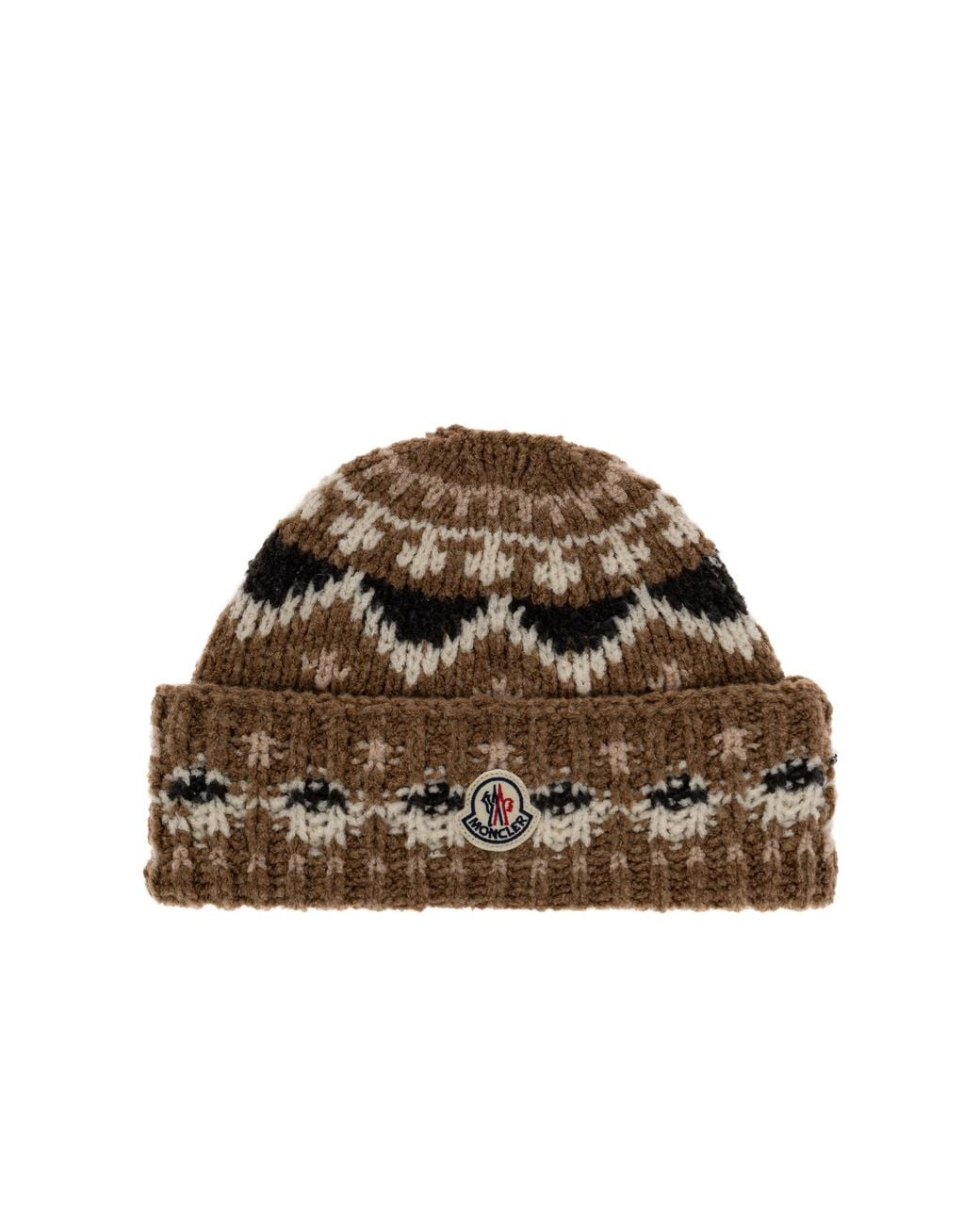 Moncler Brown Wool Beanie With Logo for men