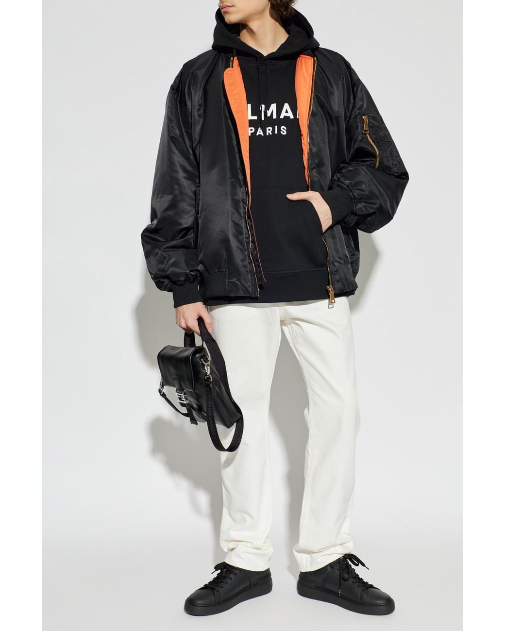 Balmain Black Sweatshirt With Printed Logo for men