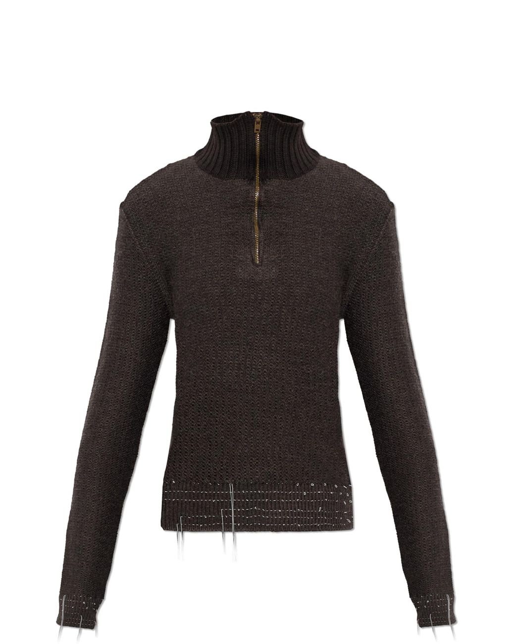 Maison Margiela Black Sweater With Decorative Threads