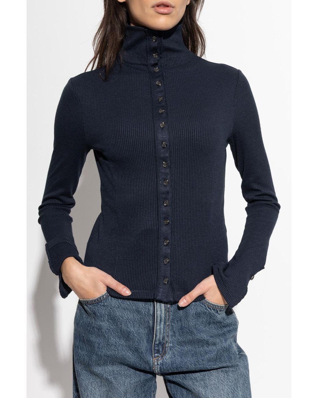 Rag & Bone Blue Ribbed Turtleneck