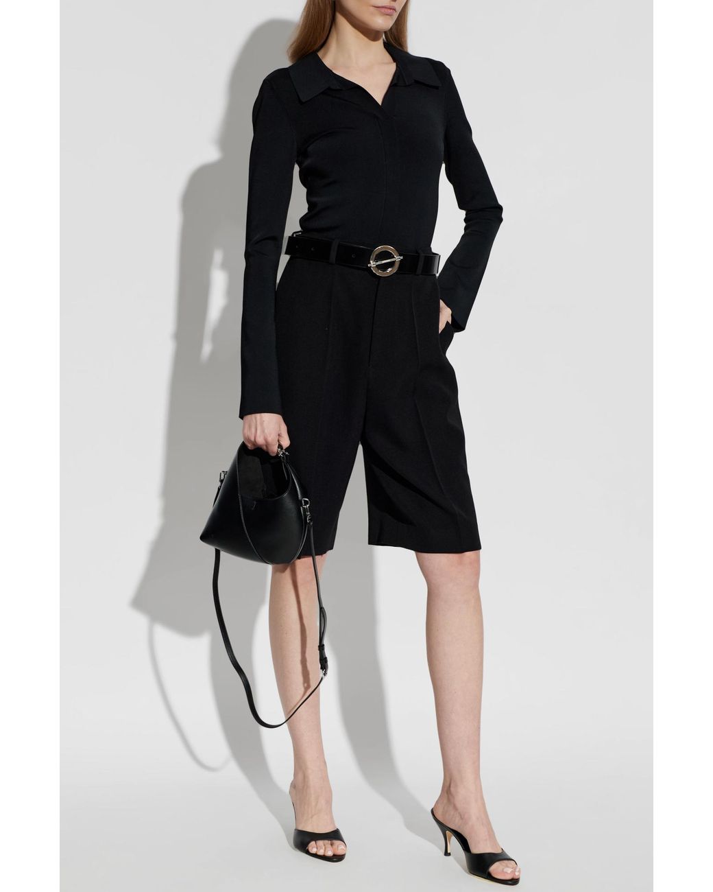Aeyde Black Heeled Mules "Samia"