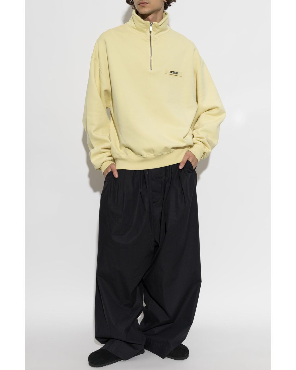 Jacquemus Yellow Sweatshirt With A Stand-Up Collar for men