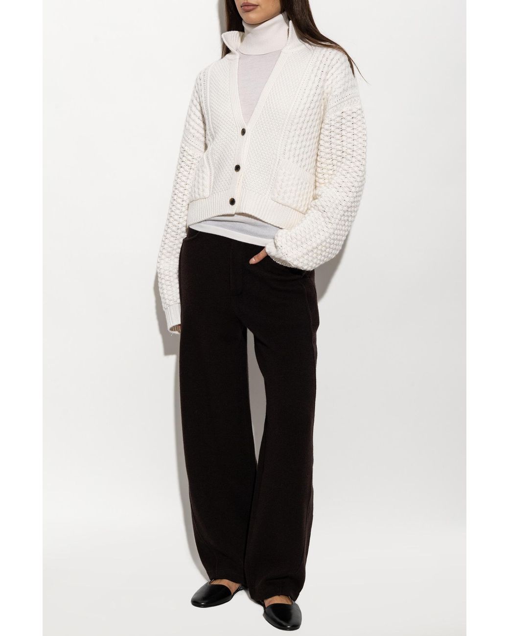 Lisa Yang White Cashmere Cardigan 'Becs'