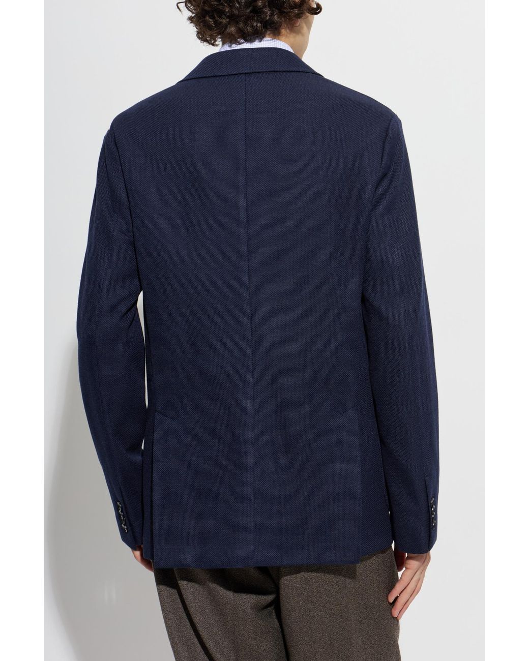 Brioni Blue Blazer With Open Lapels for men