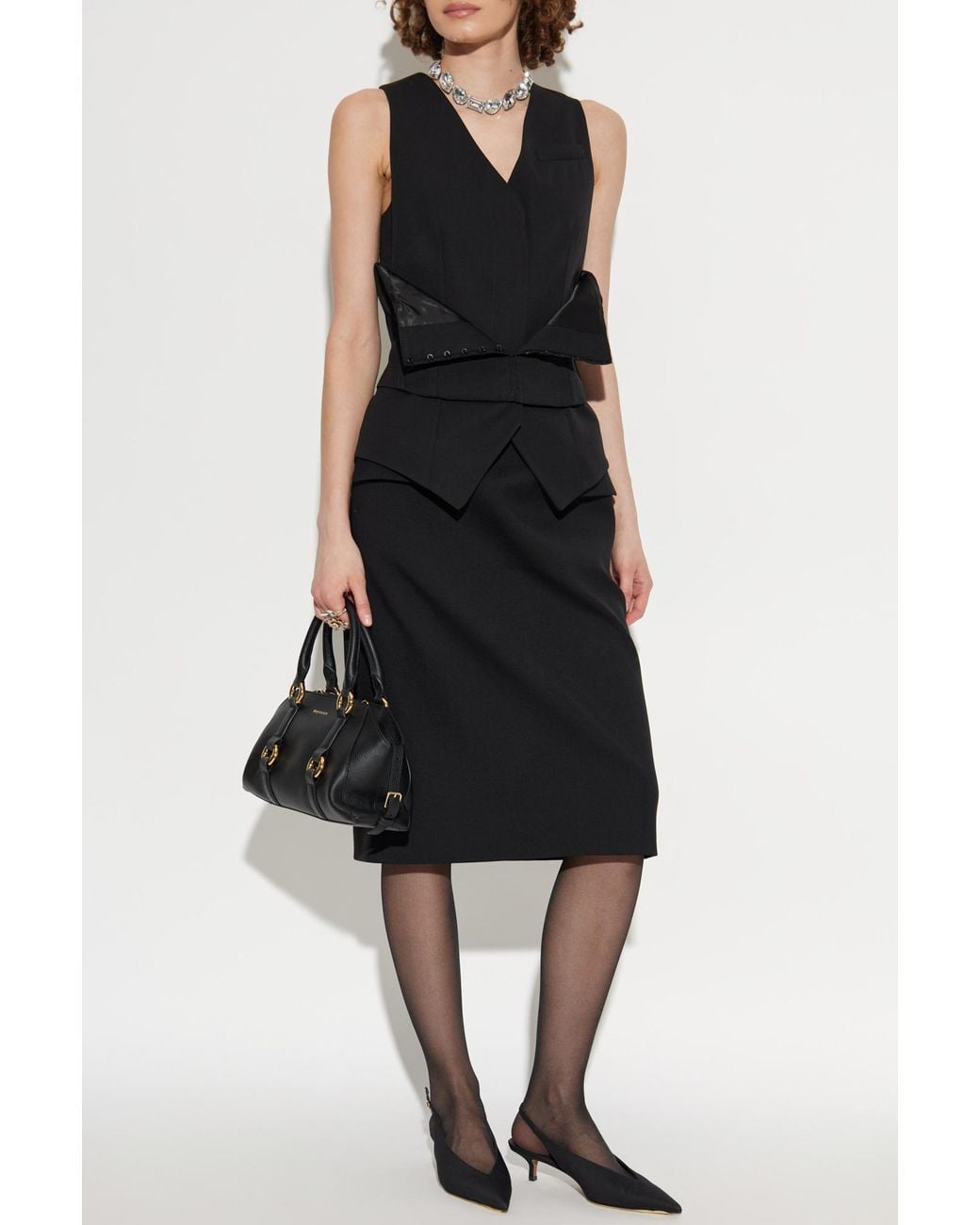 McQueen Black Wool Skirt With Pockets