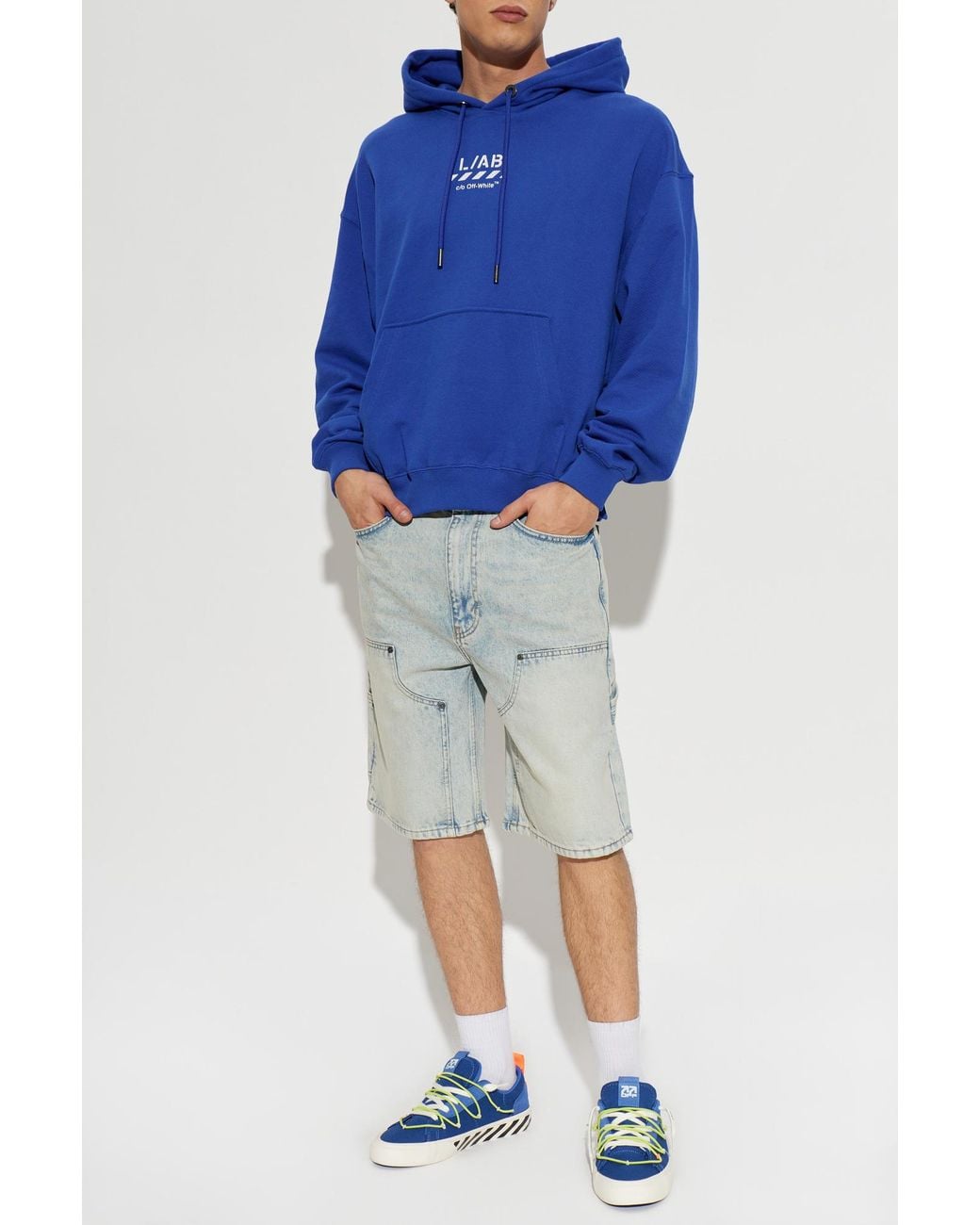 LAB C.O. OFF WHITE Blue Denim Shorts for men