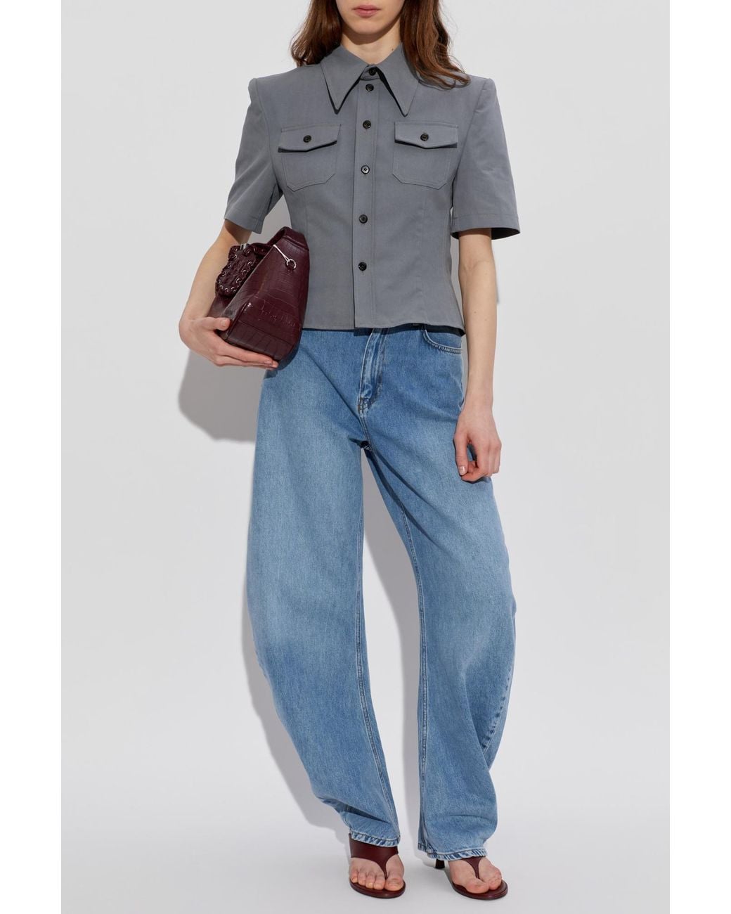 Willy Chavarria Gray Short-Sleeved Shirt