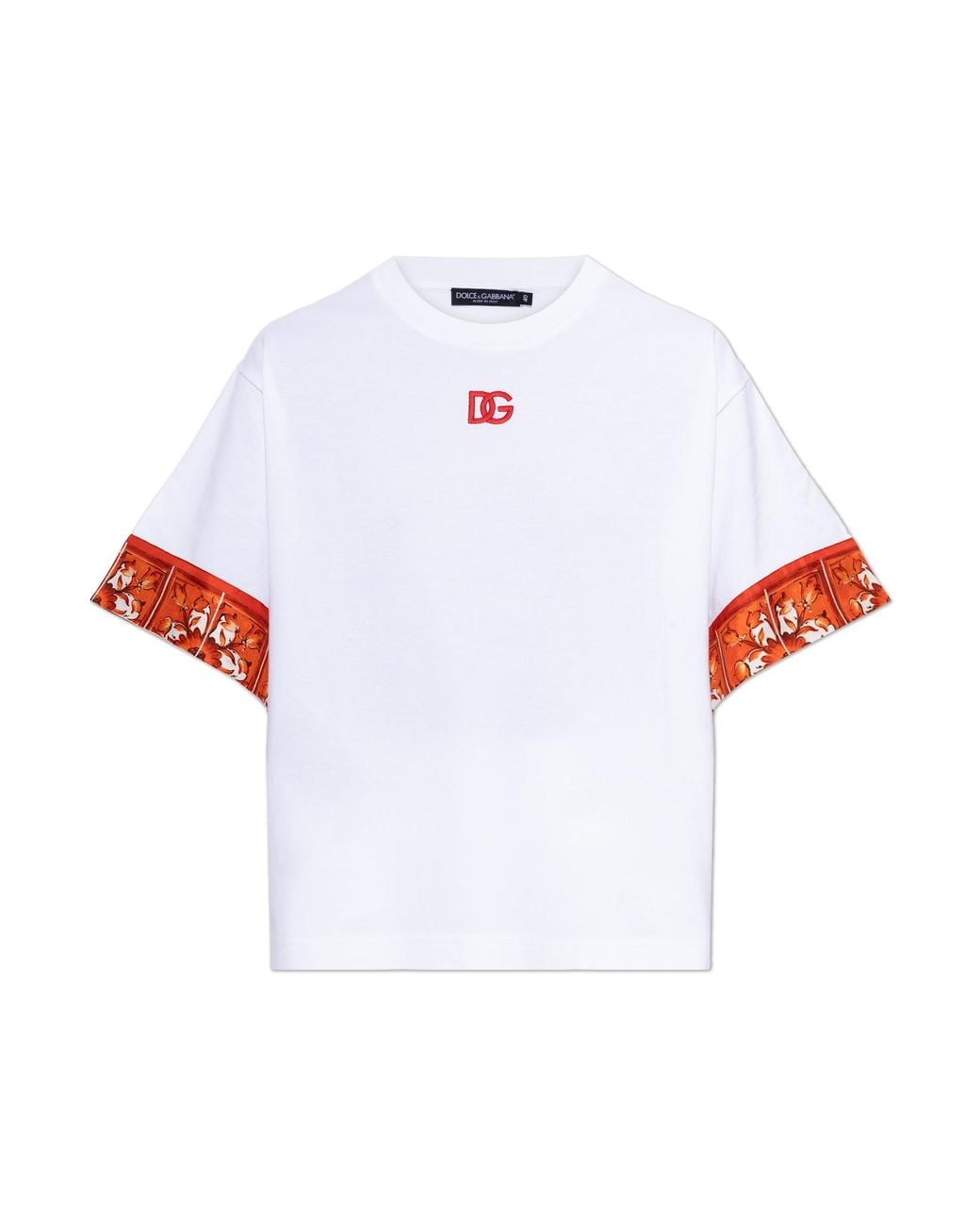 Dolce & Gabbana White T-Shirt With "Majolica" Print