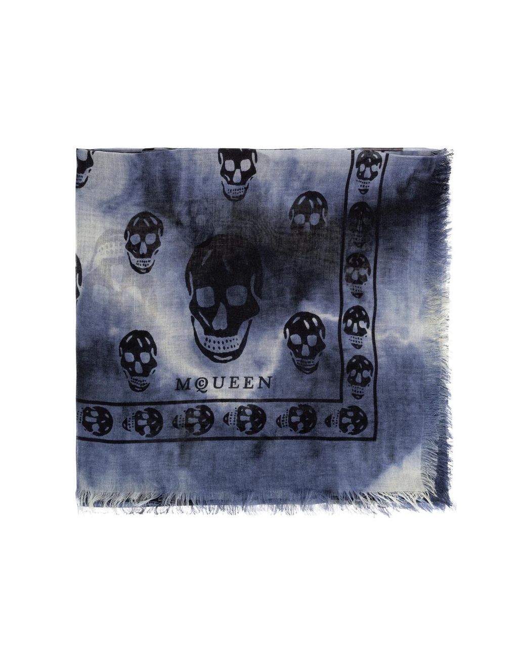 McQueen Blue Scarf With Skull Motif for men
