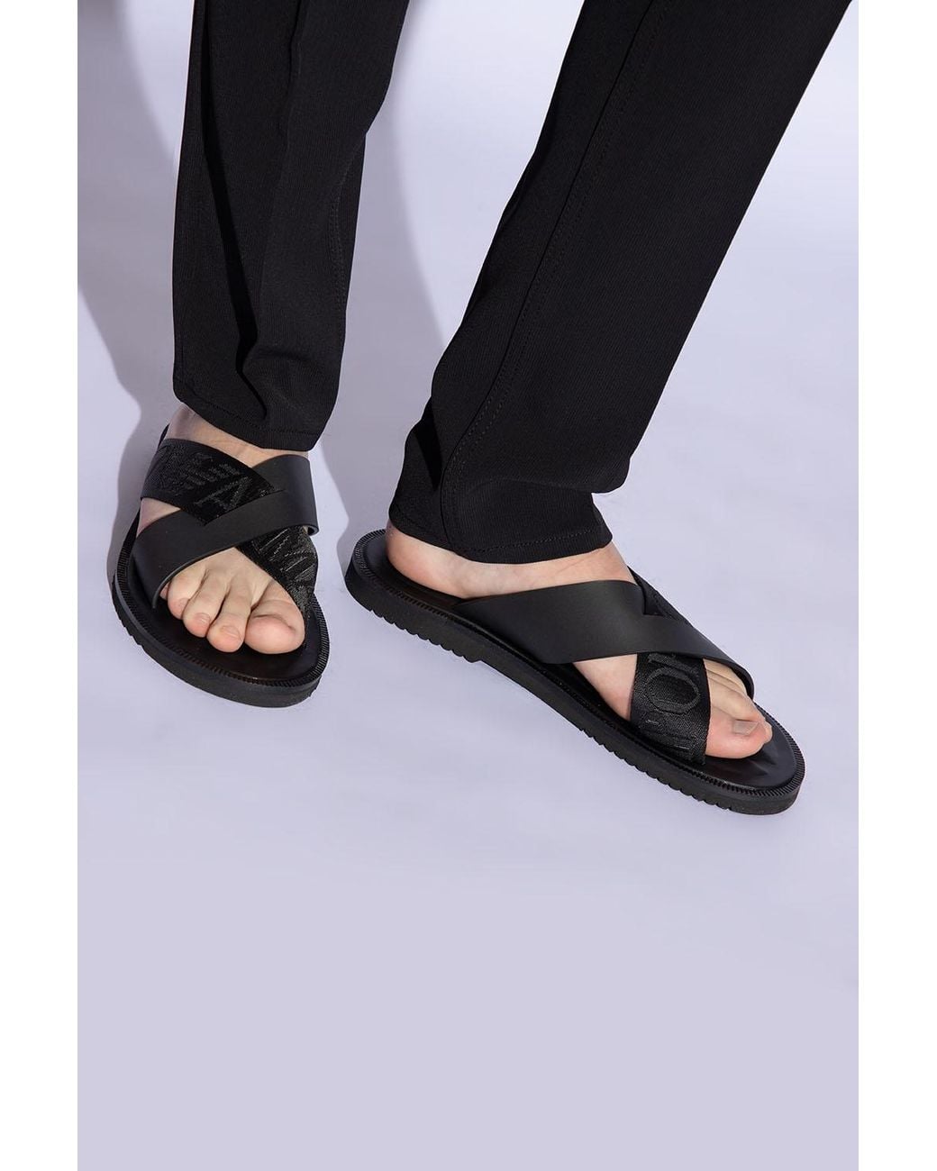 Emporio Armani Black Logo Slides for men