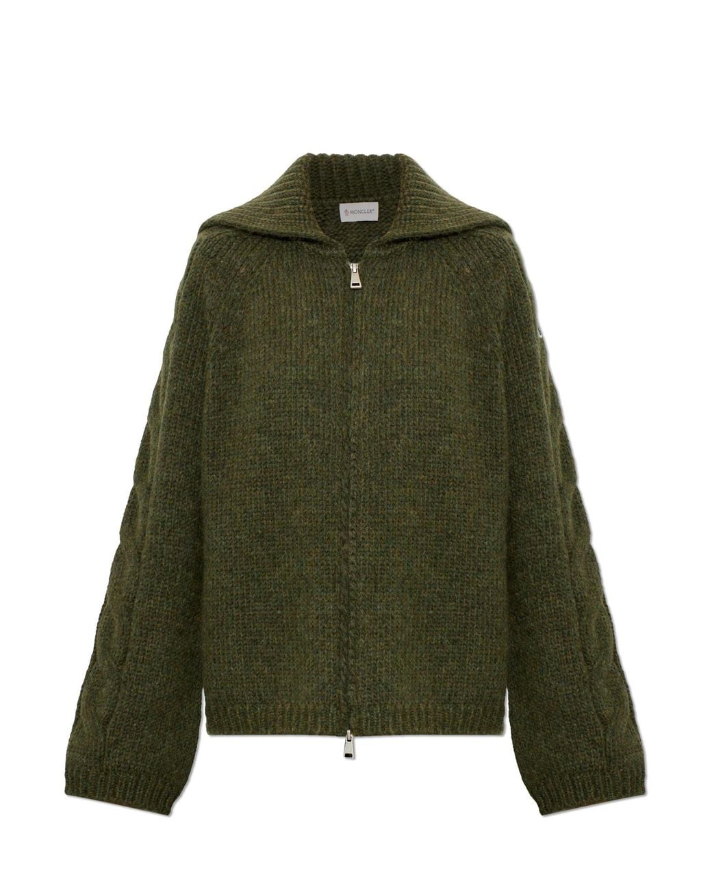 Moncler Green Sweater With Logo Patch