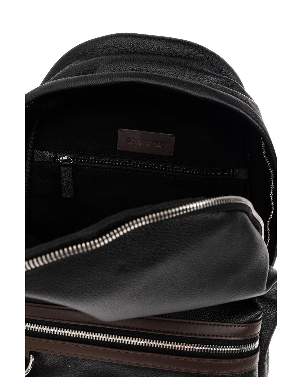 DSquared² Gray Leather Backpack With Logo for men