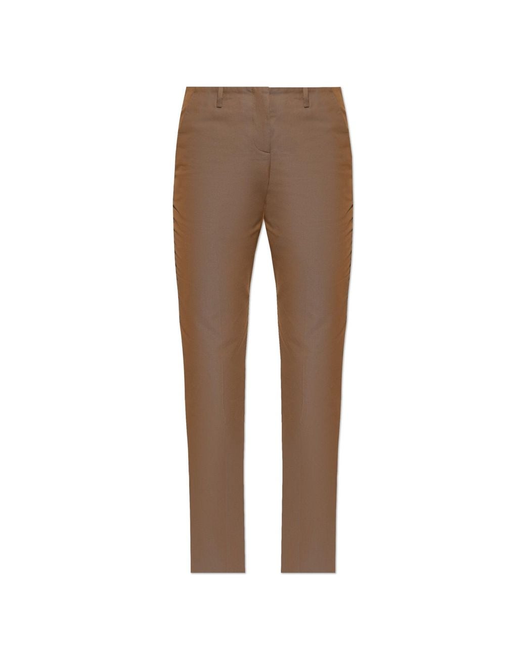 McQueen Brown Cotton Crease-Front Trousers