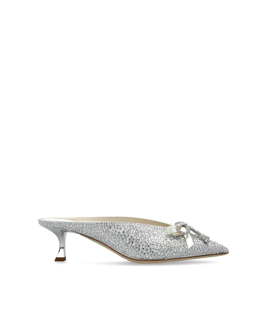 Jimmy Choo White Heeled Mules 'Auria'