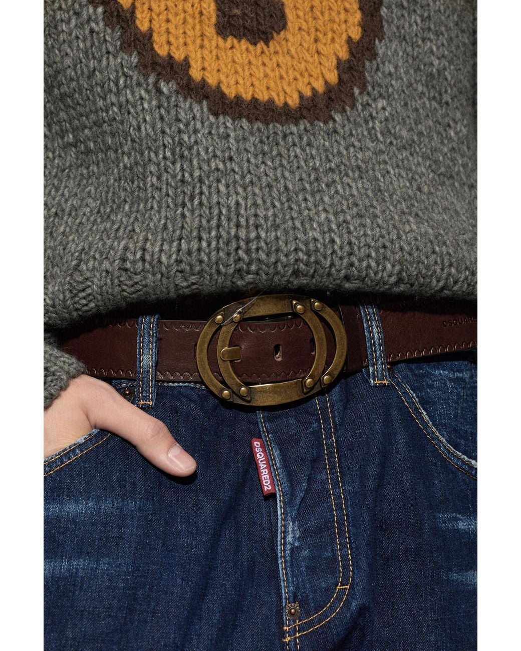DSquared² Brown Leather Belt With Buckle for men