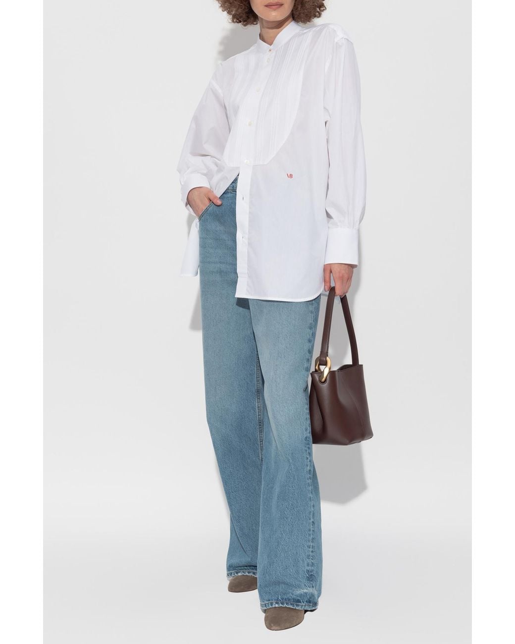 Victoria Beckham White Shirt With Stand-Up Collar