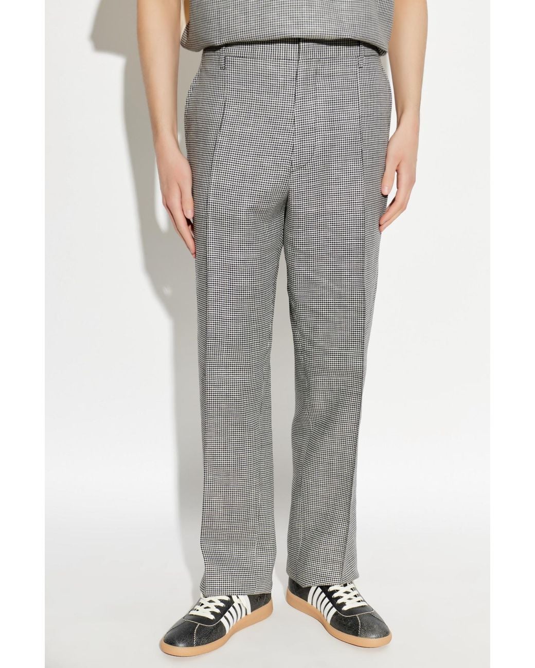DSquared² Gray Wool Plaid Patterned Trousers for men