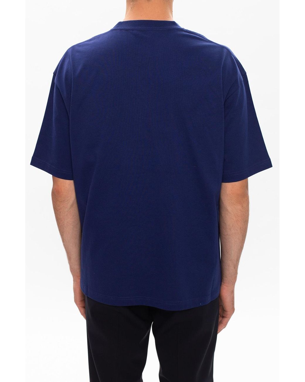 Balenciaga Cotton Logo T Shirt Navy Blue For Men Save 5 Lyst