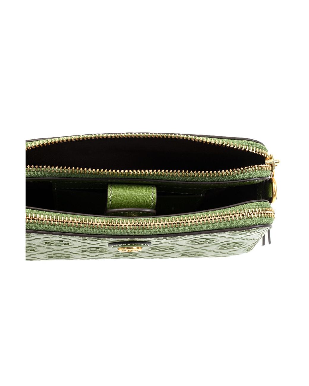 Tory Burch T Monogram Leather Double-zip Mini Bag in Green