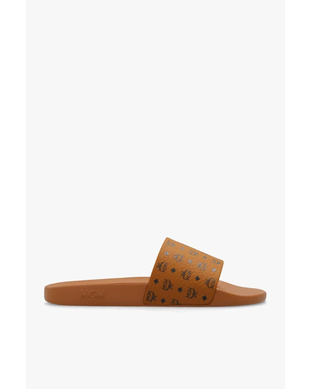 MCM Brown Rubber Slides for men