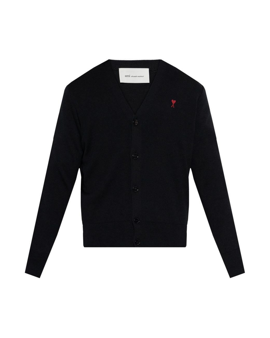 AMI Black Wool Cardigan for men