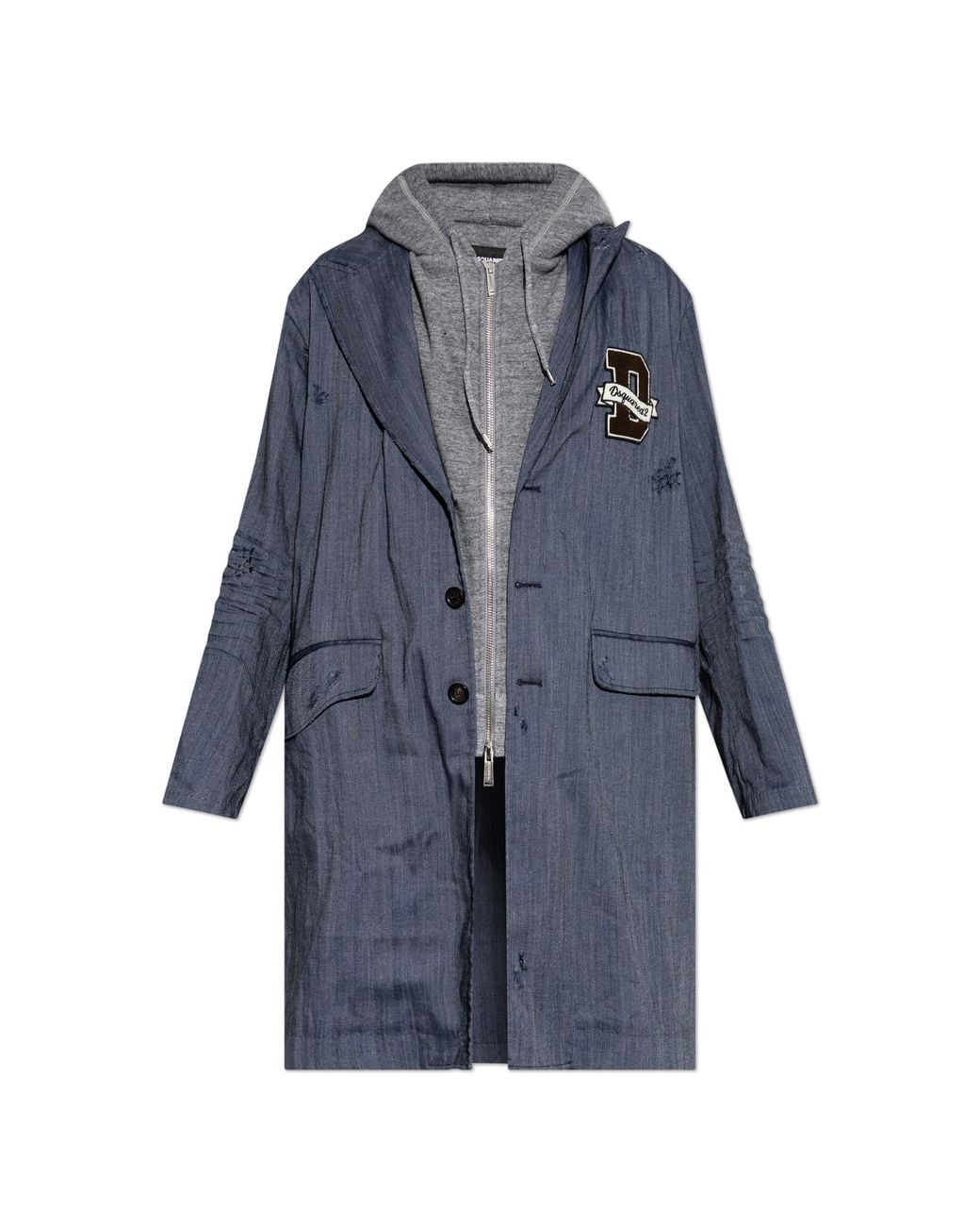 DSquared² Blue Coat Made Of Combined Materials for men