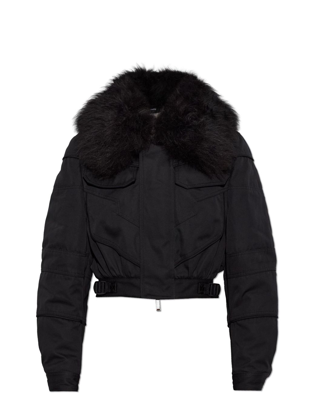DSquared² Black Jacket With A Fur Collar